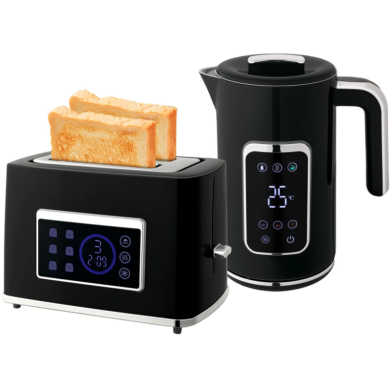 Image of HOMCOM HOMCOM Rapid Boil Kettle and Toaster Set Crumb Tray - Black