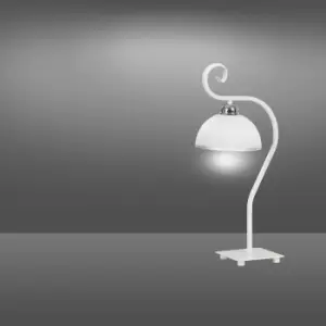 Image of Emibig Wivara White Table Lamp with White, Silver Glass Shades, 1x E27