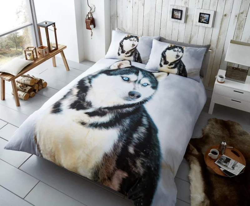 Image of Smart Living Smart Living 3D Effect Animal Polycotton Printed Duvet Cover Set in Light Blue Size: King Light Blue King Unisex 5051346129714