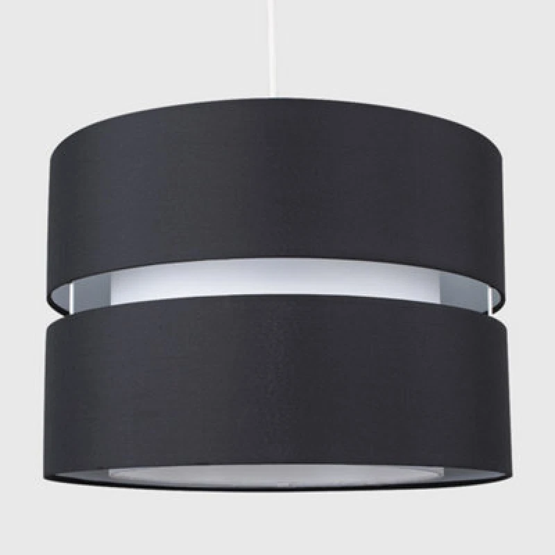 Image of ValueLights ValueLights Sophia Tier Large 35cm Drum Easy Fit Ceiling Light Lamp Shade and Bulb in Black Size: 14" Black 14" Unisex 50557