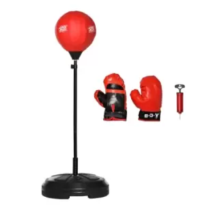 image of Homcom Kids Boxing Set W/ Stand And Gloves For Ages 8-10 Years