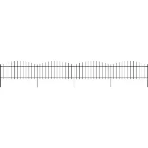 Image of Garden Fence with Spear Top Steel (0.5-0.75)x6.8 m Black Vidaxl Black