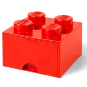 image of LEGO Storage 4 Knob Brick - 1 Drawer (Bright Red)