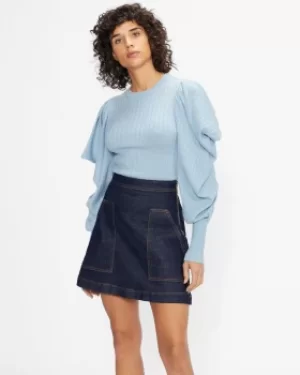 image of Draped Sleeve Knitted Jumper