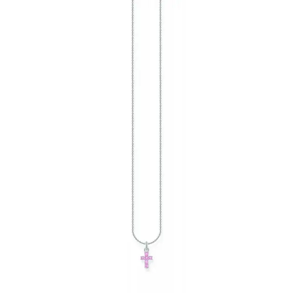 Image of Thomas Sabo Sterling Silver Basics Pink Zirconia Necklace KE2226-051-9