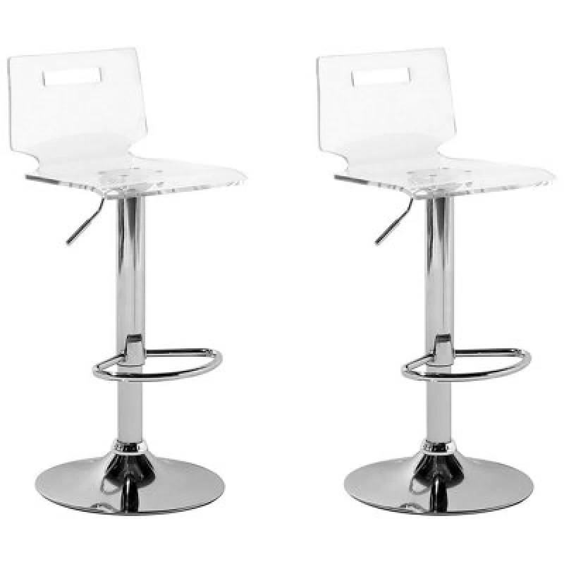 Image of Beliani Set Of 2 Bar Chairs Malta Swivel Transparent