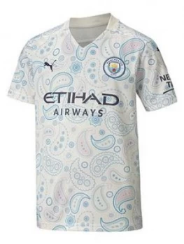 Puma Youth Manchester City Third Short Sleeved Shirt - White, Navy, Size 7-8 Years