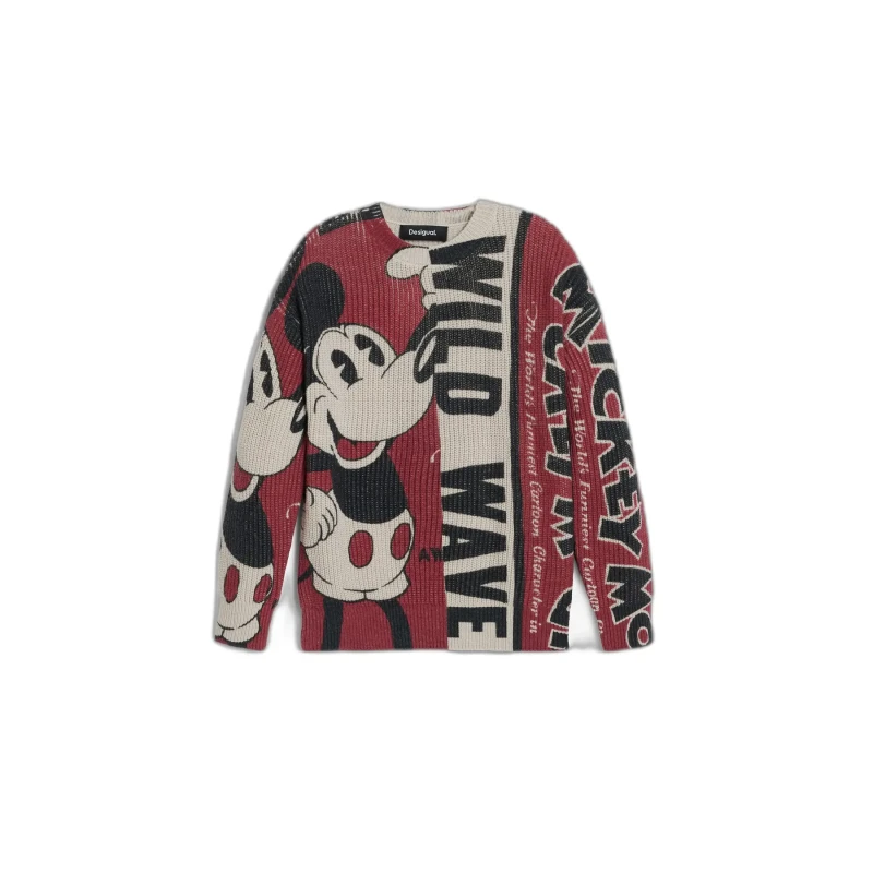 Image of Desigual Children's round-neck sweater Desigual Wild Mickey Rouge Male 9/10 ans