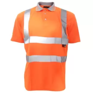 image of Warrior Mens Daytona Hi-Vis Short Sleeve Polo Shirt (3XL) (Fluorescent Orange)