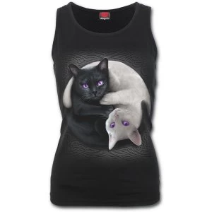 Image of Yin Yang Cats Womens X-Large Razor Back Sleeveless Top - Black