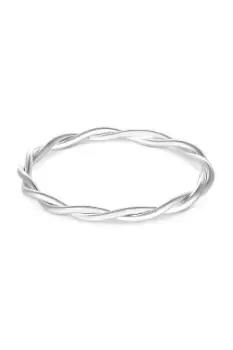 Image of Silver Plated Polished Cross Over Bangle Bracelet