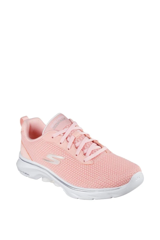 Image of Skechers Womens Go Walk 7 Kaylor Trainer in Peach Size: 5 Peach Female 5