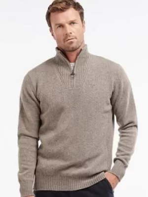 Image of Barbour Barbour Essential Lambswool Half Zip, Stone Size XL Men
