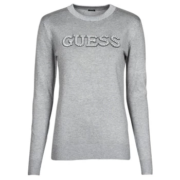 image of Guess ELVIRE RN LS SWTR womens Sweater in Grey - Sizes S,M,L,XL,XS