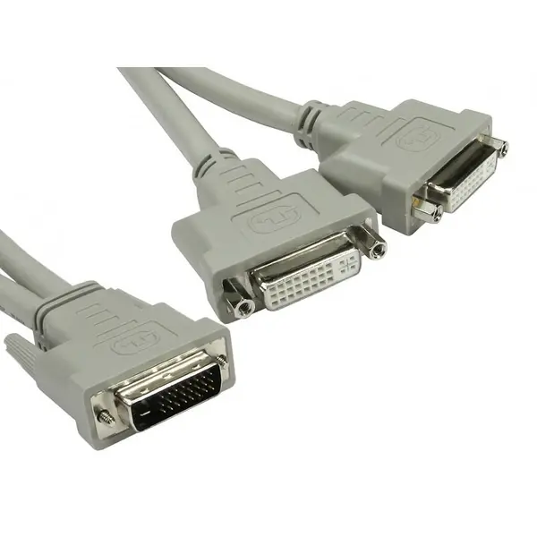 image of Cables Direct 1.8m Male DVI-D to 2x Female DVI-D Splitter Cable