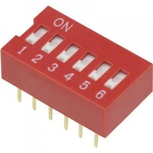 Image of DIP switch Number of pins 6 Slide type TRU COMPONENTS DSR 06