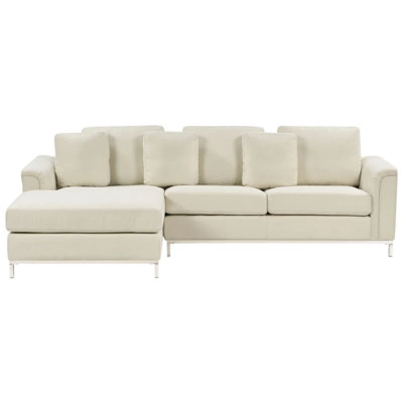 Image of Beliani Corner Sofa 4 Seater Oslo Fabric Beige Right Hand