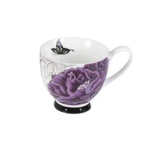 image of Portobello by Inspire Peony Fine Bone China Footed Mug - Purple