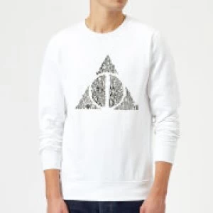 Image of Harry Potter Deathly Hallows Text Sweatshirt - White - L