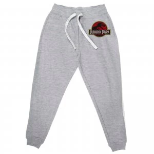Image of Jurassic Park Embroidered Unisex Joggers - Grey - L