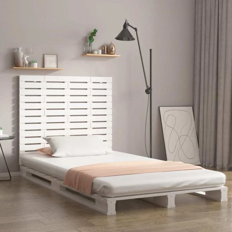 Image of Vidaxl Wall Headboard White 126X3X91.5cm Solid Wood Pine, White 824679