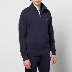 Image of GANT Mens Waffle Half-Zip Sweatshirt - Evening Blue - XXL