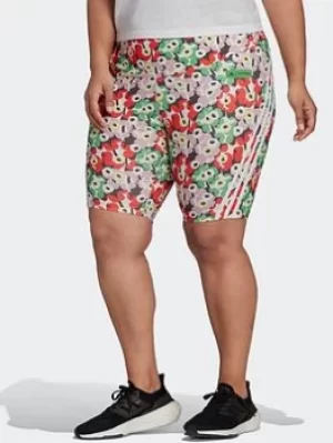 Image of adidas X Marimekko Cycling Shorts (plus Size), White/Multi, Size 3X, Women