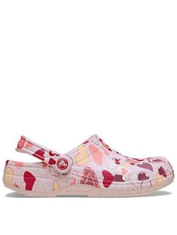 Image of Crocs Kids Classic Valentines Day Clogs Pink Milk/Hearts J6
