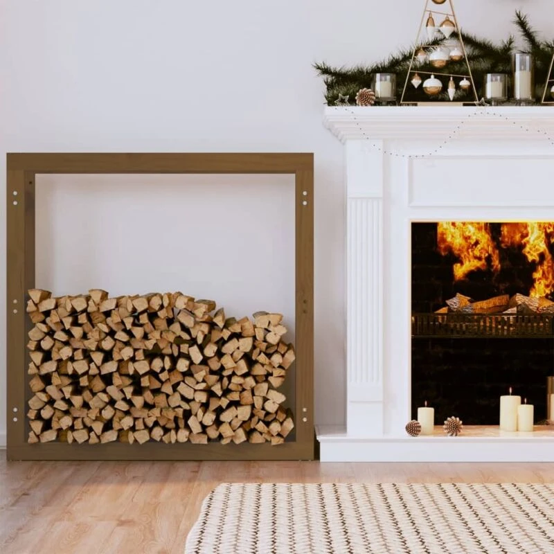 Image of vidaXL Firewood Rack Honey Brown 100x25x100cm Solid Wood Pine, Brown 822425