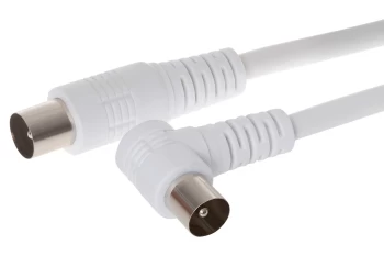 image of Maplin Right-Angle RF TV Aerial Coaxial Cable - White, 5m