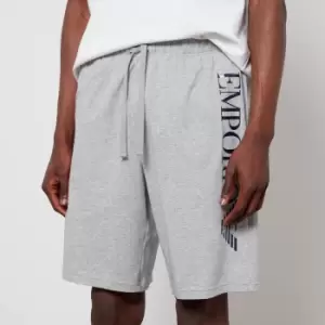 image of Emporio Armani Shiny Big Cotton-Blend Jersey Shorts - M