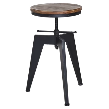 Image of HOMCOM Vintage Industrial Bar Stool Height Adjustable Swivel Kitchen Dining Stool Chair Round Natural Pinewood Seat Metal Leg (Type D) AOSOM UK