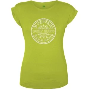 Image of The Beatles - Sgt Pepper Drum Womens Small T-Shirt - Green