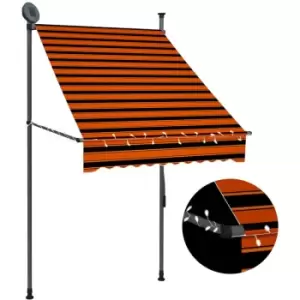 image of Manual Retractable Awning with LED 100cm Orange and Brown Vidaxl Multicolour