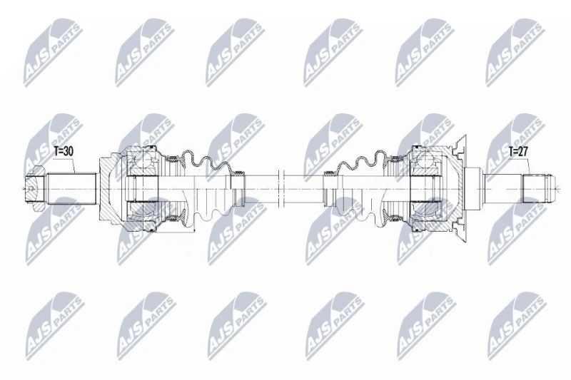Image of NTY NPW-BM-097 Drive shaft Rear Axle Right, with nut Drive Shaft (13)