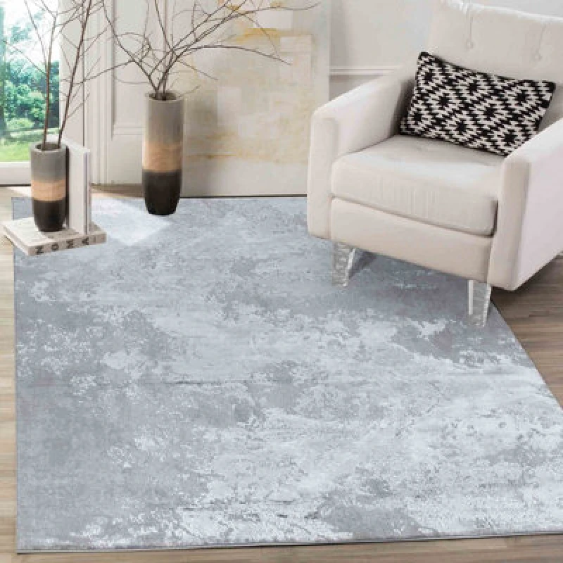 Image of Modern Abstract Sprayed Grunge Texture Area Rugs Grey 80X150 Cm