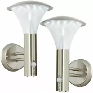 image of Loops - 2 pack IP44 Outdoor LED Lamp Brushed Steel Wall pir Lantern Porch Curved Light