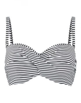 image of Panache Anya Stripe Bandeau Bikini Top - Black/White, Size 30Ff, Women