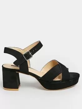 image of Yours Yours Extra Wide Fit Black Micro Platform Sandal, Black, Size 10, Women