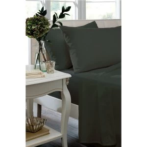 image of Catherine Lansfield Non-Iron King Fitted Sheet - Black