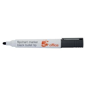 image of 5 Star Office Flipchart Marker Bullet Tip Water based 2mm Line Black Pack 12