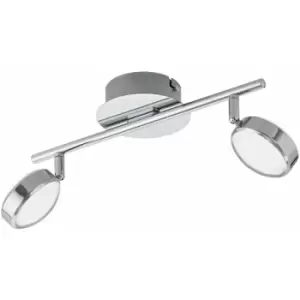 Image of Flush 2 Spot Ceiling Light Colour Chrome Shade Satined Plastic Bulb LED 2x5.4W
