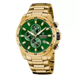 Image of Festina F20541/3 Mens Chronograph Gold Tone Steel Bracelet Wristwatch