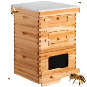 Image of VEVOR Beehive Box Kit Bee Honey Hive 30 Frames 2 Deep 1 Medium Natural Fir Wood