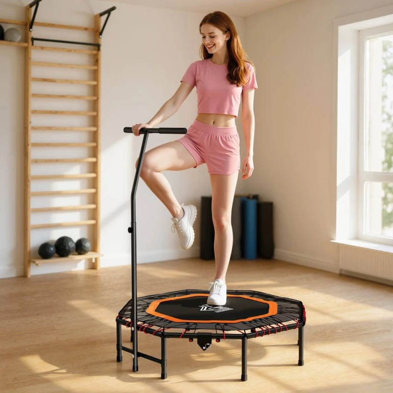 Image of HOMCOM Foldable Trampoline w/ Adjust Handle, Max Load 150 KG - Orange A71-007V02OG