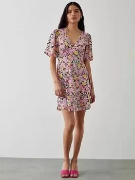 Image of Dorothy Perkins Floral Mini Dress - Pink, Size 10, Women