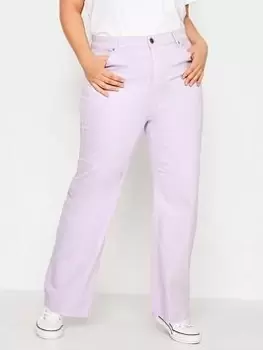 Image of Yours Clothing Wide Leg Five Pocket Jean - Purple, Purple, Size 24, Women