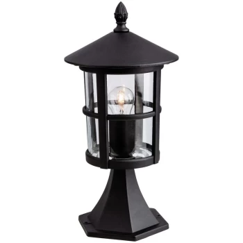 image of Stratford - 1 Light Outdoor Lantern Pillar Black IP44, E27 - Firstlight