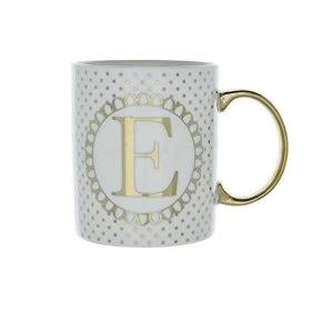 Image of Mug Initial E Patterned Gold