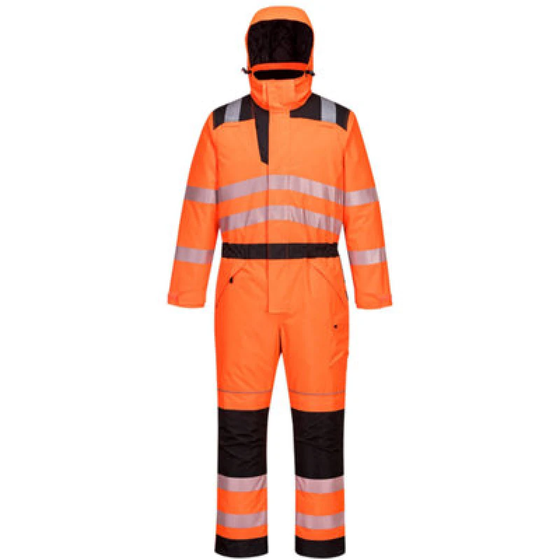 Image of Oxford Weave 300D Class 3 PW3 Hi Vis Winter Coverall PW352OBRXXXL Colour: Orange / Black